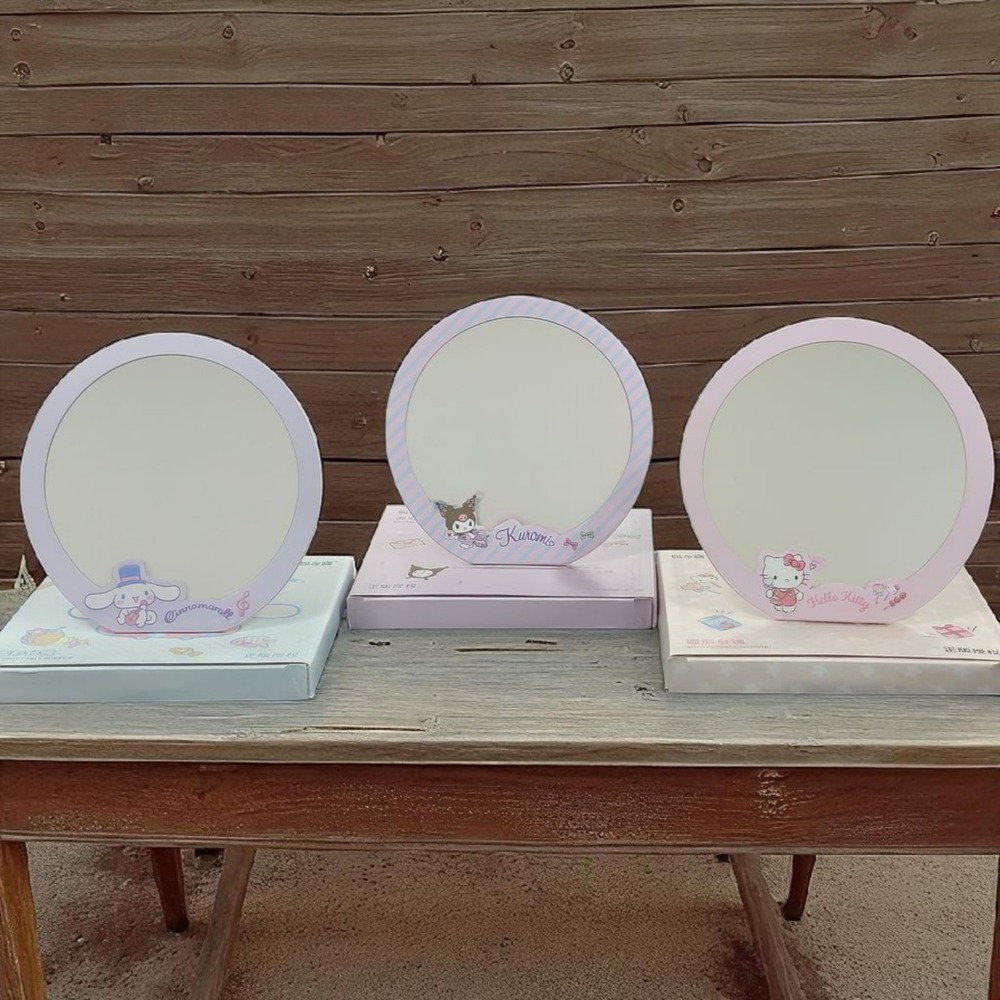 Sanrio 3-Pack Tabletop Mirrors – Hello Kitty,‎ Kuromi, Cinnamoroll – 6" New